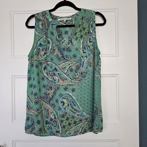 Collective Concepts Green Paisley Sleeveless Top